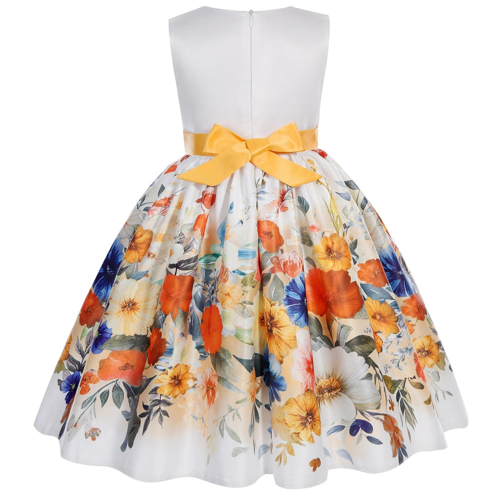 Children's dresses 2025 new foreign trade printing forging cloth girls modeling clothes runway little host dress princess dresse Beauty hair & fashionfj