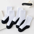 5 pairs of campus student white socks, boys' mid tube socks, mesh socks, breathable, spring and summer sports and leisure socks
