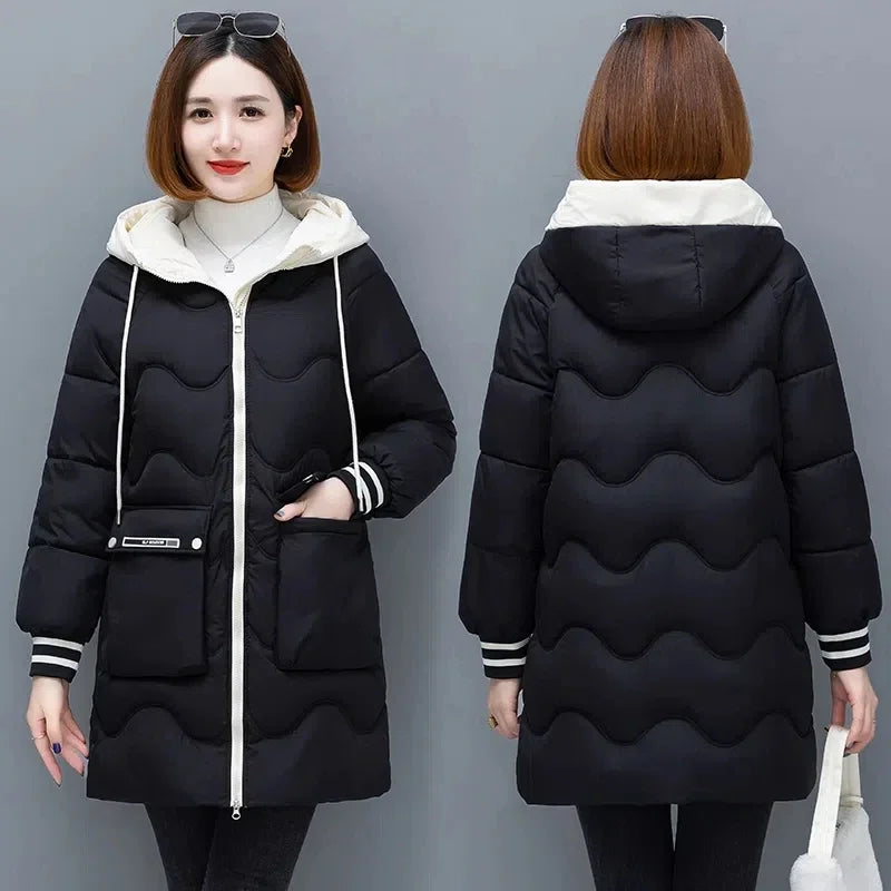 Long Winter Jacket Women Down Cotton Coats 2024 New Cotton Padded Puffer Parka Coat Women Hooded Outwear Thicken Warm Jacket 4XL