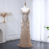 Sharon Said Luxury Crystal Silver Gray Mermaid Dubai Evening Dress Wedding Party Long Prom Graduation Gown 2025 SS403 Customized Beauty hair & fashionfj