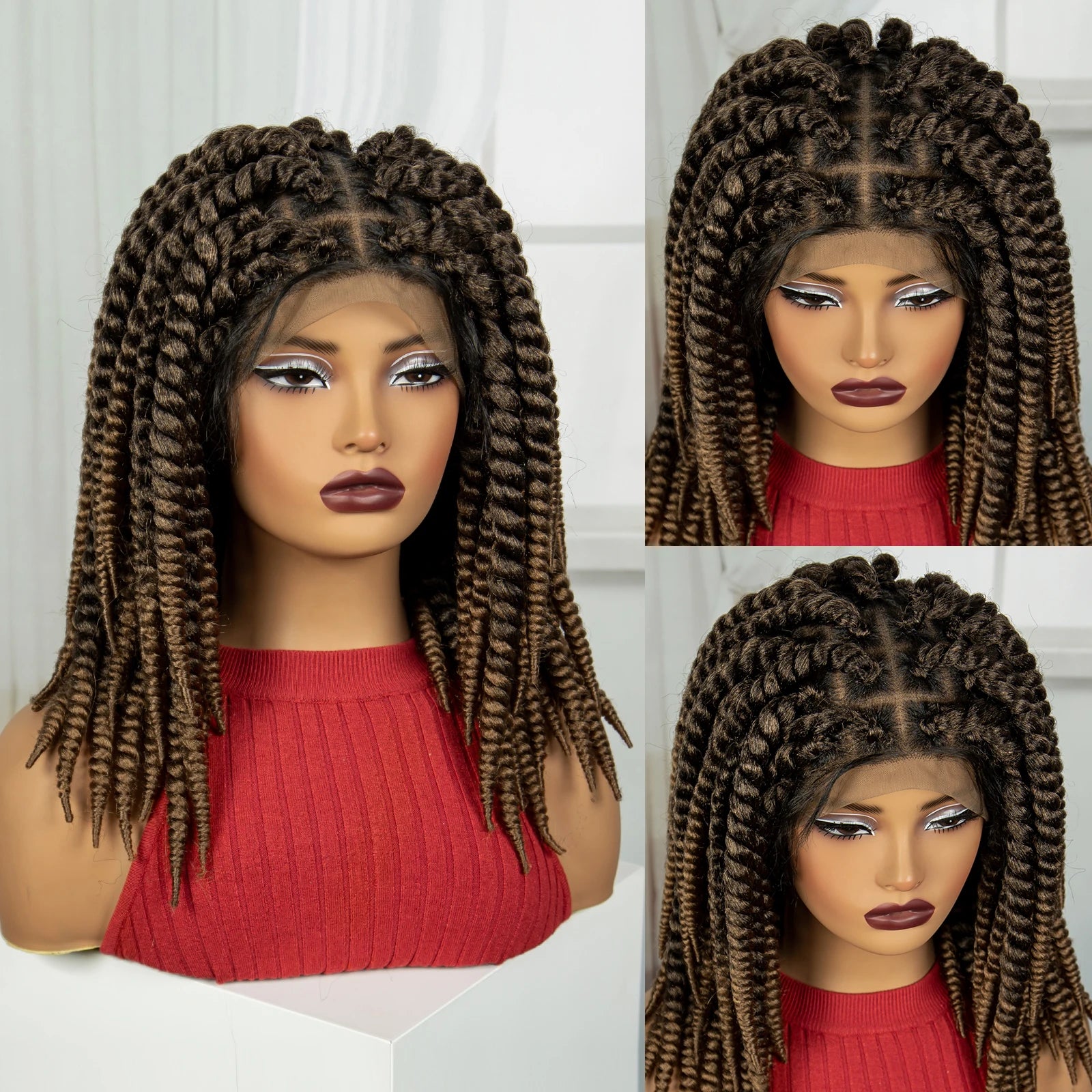 16 Inch Knotless Box Twist Braided Wigs HD Full Lace Braided Lace Wig for Women Natural Lace Front Braided Wigs with Baby Hair