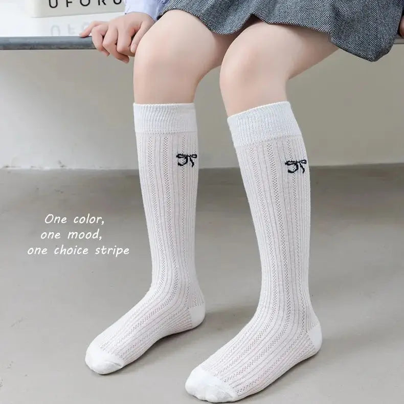 Girls' Summer Long Socks Preppy Style Knee Socks Girls' Summer Solid Mesh Socks Cotton Stocking Thigh Socks