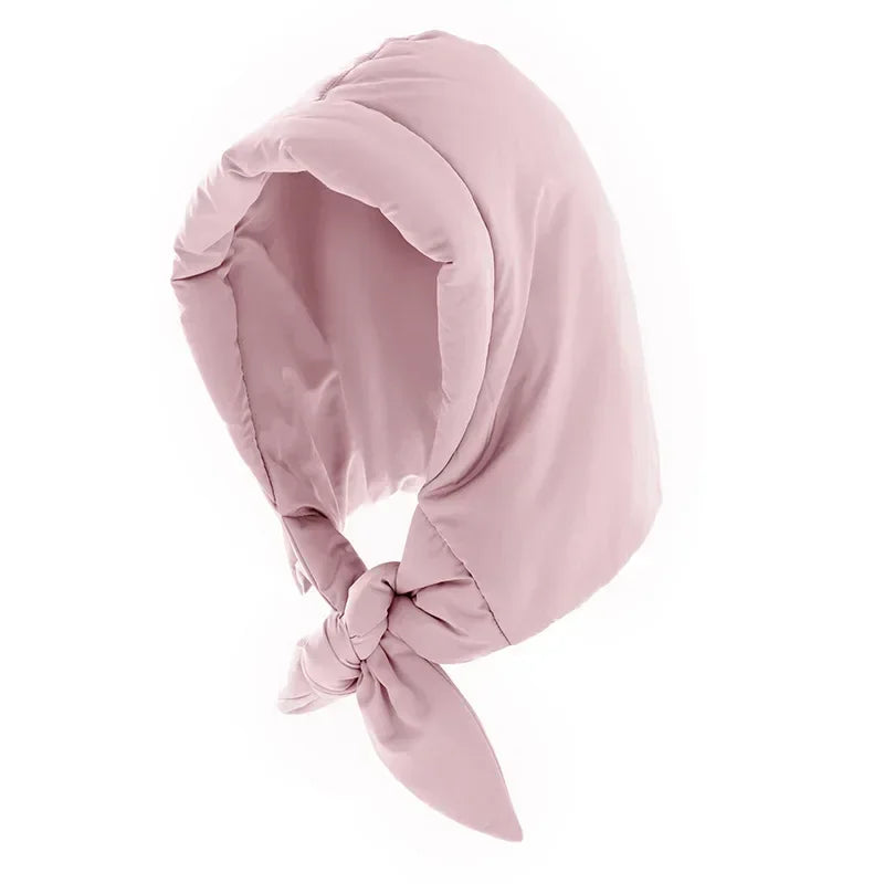 Winter Headscarf Warm Hood Down Cotton Triangle  Puff Scarf Women Thickened Windproof Water-repellent Hat for Outdoor Neck Hood