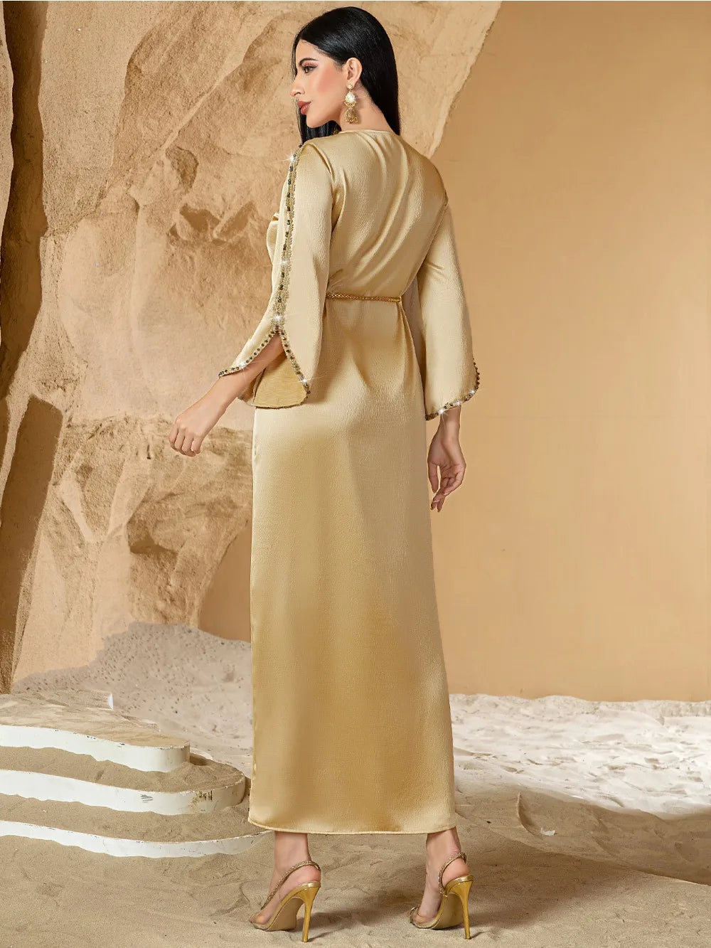 Eid Muslim Dress for Women Ramadan Jalabiya Lace Diamond Party Dresses Abaya Long Robe Morocco Dubai Kaftan Vestidos Largos 2025 Beauty hair & fashionfj