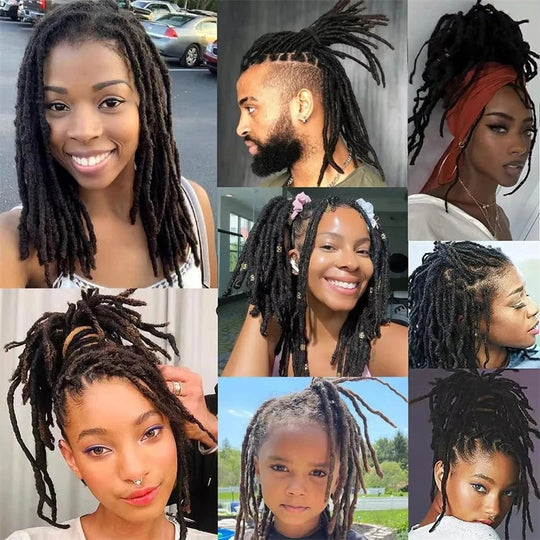 0.6cm Thickness Real Human Hair Dreadlock Extensions for Men/Women Full Handmade Permanent Locs Extensions Human Hair 4-8 Inches Beauty hair & fashionfj