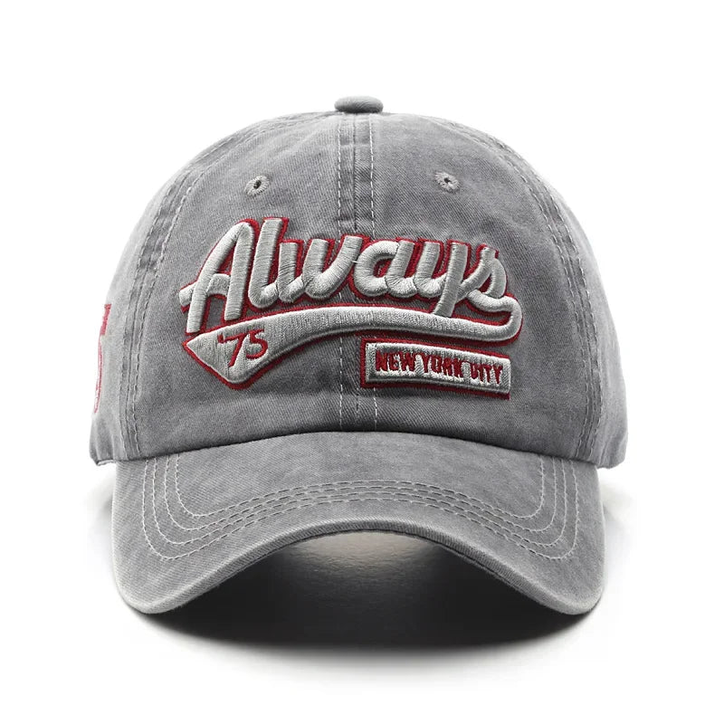 2025 Spring/Summer Unisex Cotton Baseball Cap Vintage Washed with Alphabet  ALWAYS Embroidery - Hip-Hop Inspired Snapback Design Beauty hair & fashionfj