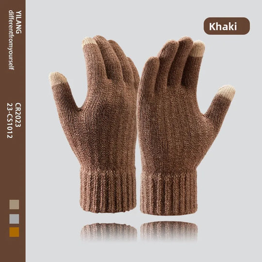 Hot-selling New Men's Warm Fleece Thick Knitted Gloves Autumn and Winter Outdoor Riding Cold-proof Warm Knitted Gloves