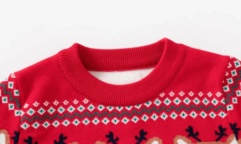 2024 Autumn New Style Euro-America Style Baby Sweater Children Clothing Boys Christmas Deer Jacquard Knitted Sweater