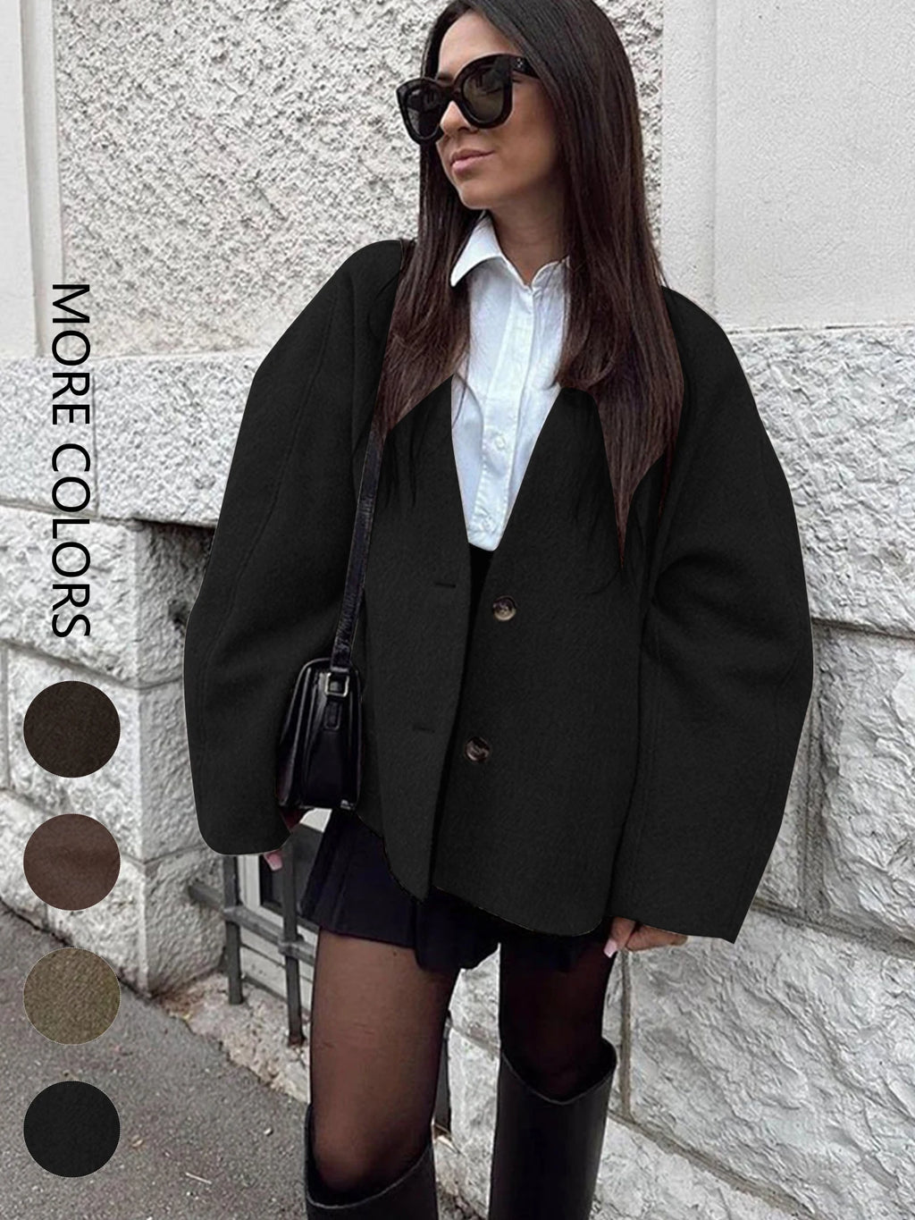 Autumn Winter New Women's Coat Top Streetwear Fashion Button Long Sleeves Coat Solid Sexy V-Neck Casual Slim Versatile Clothing