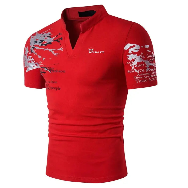 Men's Polo Shirt Golf Shirt Graphic Prints V Neck Outdoor Street Short Sleeves Print Clothing Sports Fashion Streetwear Designer Beauty hair & fashionfj