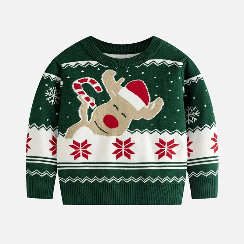 Christmas Family Matching Sweaters Mum Daughter Pullover Dad Son Cartoon Loose Jumper Boys Girls Casual Knitted Autumn Clothes