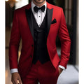 Men Suits 3 Piece Elegant Peak Lapel Single Breasted Tuxedo Slim Groom Wedding Party Formal Male Suit (Blazer+Vest+Pants) Beauty hair & fashionfj