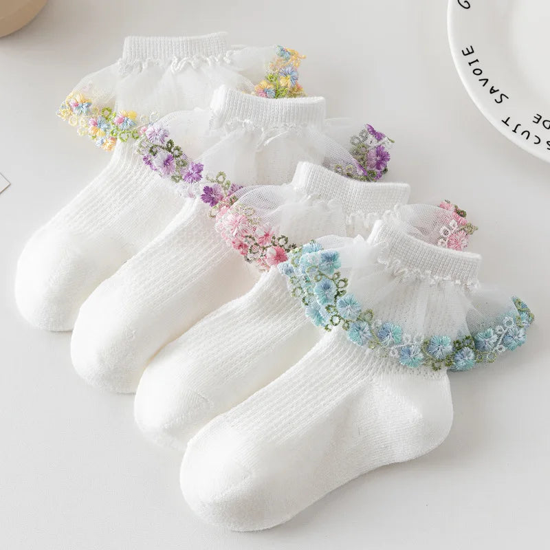 Girls Socks 2025 Spring Summer Breathable Mesh Lace Socks for Kids Baby Children Princess Socks Toddler Items Clothing