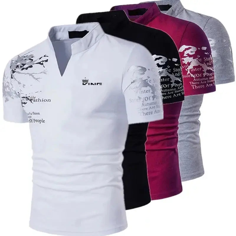 Men's Polo Shirt Golf Shirt Graphic Prints V Neck Outdoor Street Short Sleeves Print Clothing Sports Fashion Streetwear Designer Beauty hair & fashionfj