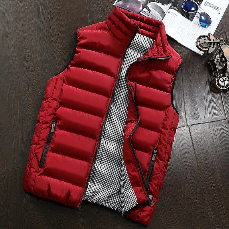 Men Vest Windproof Vest Men Jacket Sleeveless Vest Winter Jacket Casual Coat Men down Cotton Warm Thicken Waistcoat thick gilet Beauty hair & fashionfj