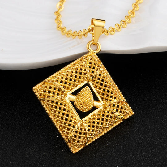 YM Gold Color Hollow Out Women Jewelry Set Mid East Dubai Earrings Ring Nigeria Necklace Jewelry Wholesale Gift for Mother's Day