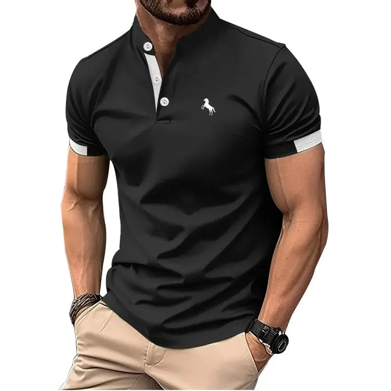 Men Clothes Spring Summer Casual Fashion Short Sleeve Stand Collar Polo Shirt Logo Print Men Clothes Slim Fit Polo Shirt Beauty hair & fashionfj