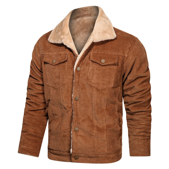 Winter Men's Outdoor Parkas Jacket with Fleece Lining and Multiple Pockets Wool/Polyester