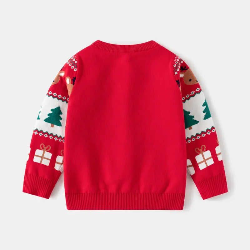 2024 Autumn New Style Euro-America Style Baby Sweater Children Clothing Boys Christmas Deer Jacquard Knitted Sweater