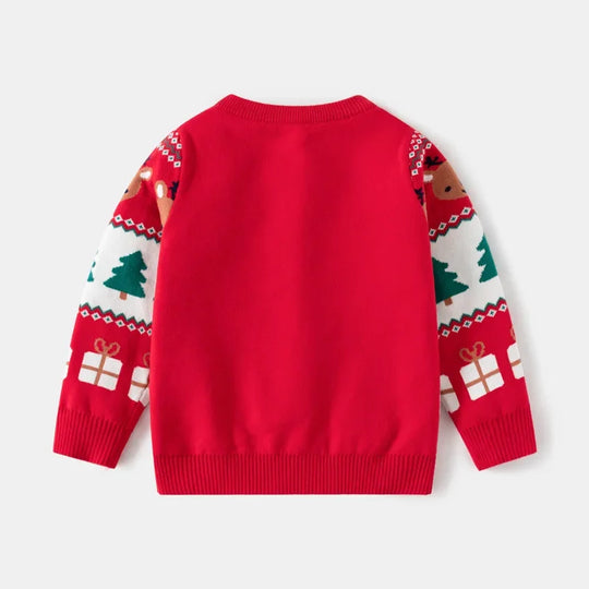 2024 Autumn New Style Euro-America Style Baby Sweater Children Clothing Boys Christmas Deer Jacquard Knitted Sweater