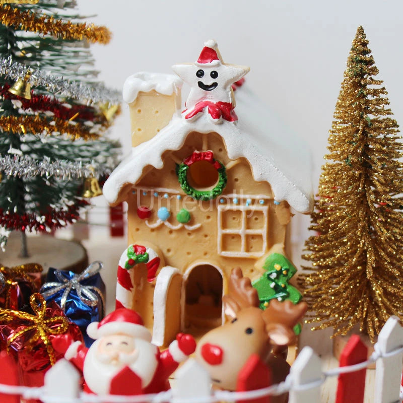 1/12 Scale Miniature Dollhouse Christmas Tree & Mini Fence Doll House X-mas Wreath Decoration Accessories Toy