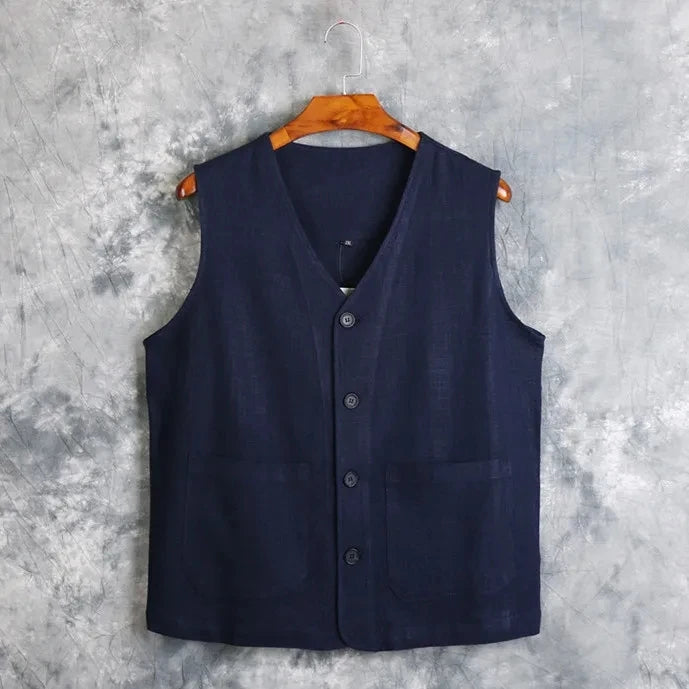 Men's Vest Dress Linen Cotton Waistcoat Jacket Male Formal Gilet For Mens Jeans Summer Casual Business Victorian Clothing Beauty hair & fashionfj