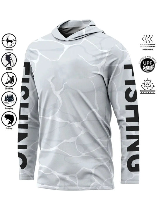 Fishing Shirt Hooded Outdoor Uv Protection Large Size Man Camouflage Printing Moisture Wicking Jersey Fishing Apparel Tops Beauty hair & fashionfj