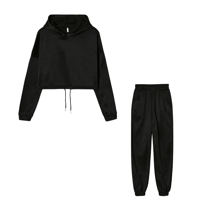 Women's Hooded Sports Suit Fashion Trend Women's Long-sleeved Sports Casual Suit Waist Two-piece Home Wear Beauty hair & fashionfj