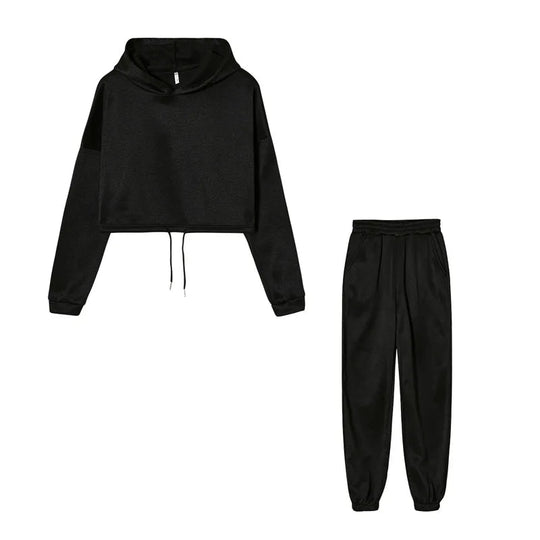 Women's Hooded Sports Suit Fashion Trend Women's Long-sleeved Sports Casual Suit Waist Two-piece Home Wear Beauty hair & fashionfj