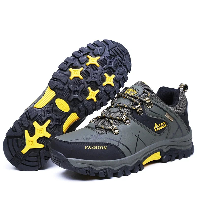 Shoes for Men 2025 New Men Sneakers Leather Waterproof Mountaineering Camping Hiking Shoes Thick Sole Comfortable Running Shoes