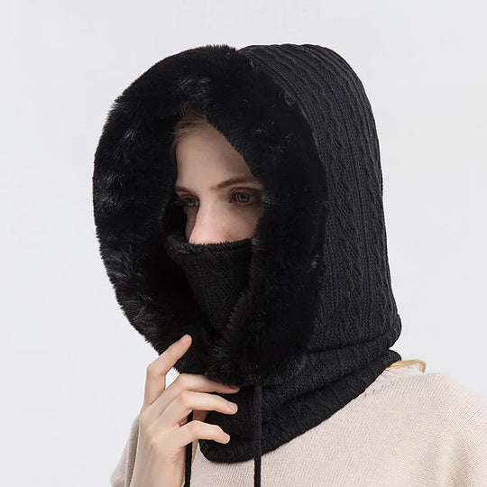 Women's Winter Hat Outdoor Cycling Headgear Anti Cold Skiing Hat Warm Scarf Face Mask Integrated Anti Cold Headgear