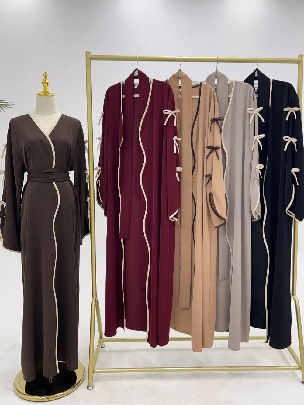 Eid Bow Abaya Women Cardigan Dress Muslim Party Caftan Robe Jalabiya Morocco Dubai Kaftan Islam Vestidos Largos Ramadan 2025 Beauty hair & fashionfj