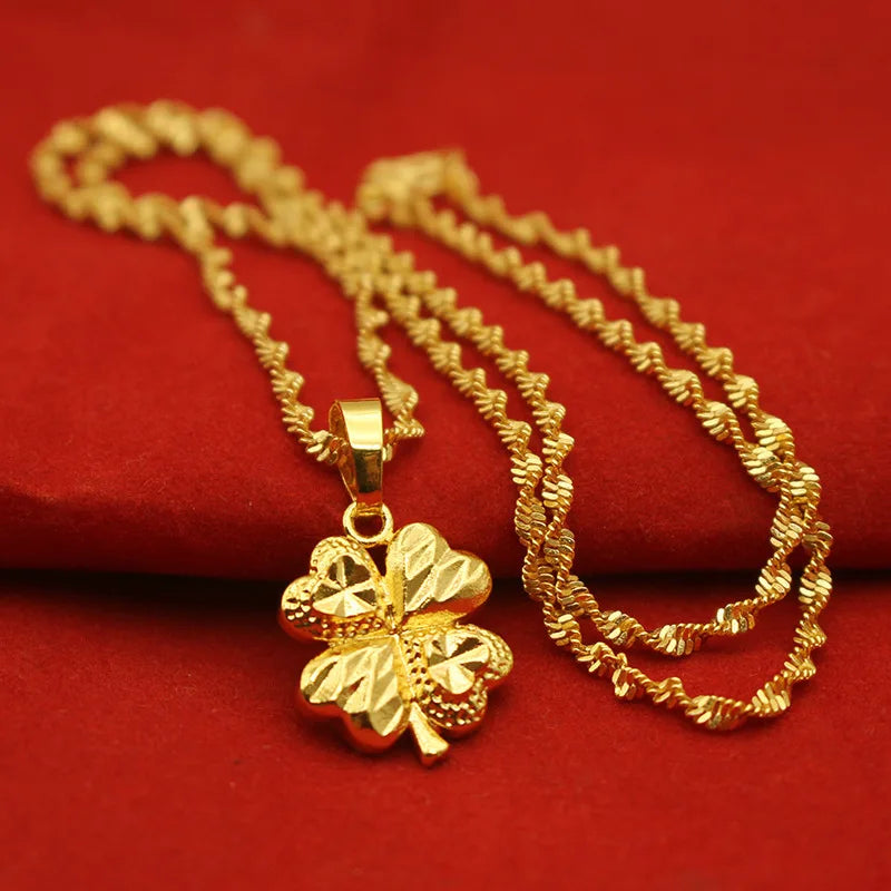 9999 24K REAL gold necklace women's real gold necklace pendant gold necklace women's jewelry fashion hundred items Beauty hair & fashionfj