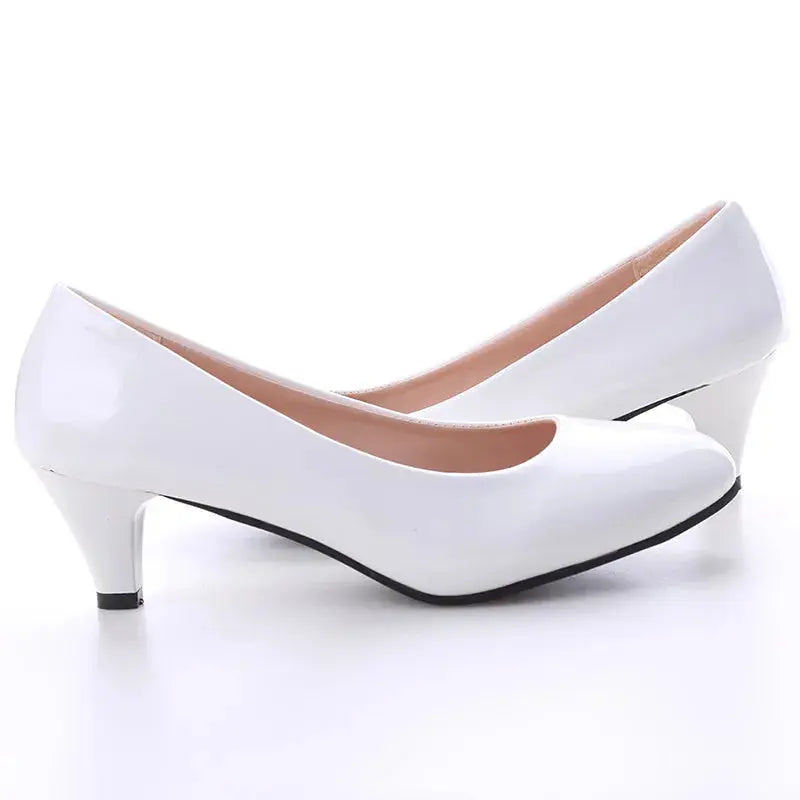 Shoes Ladies Pumps Medium Heel Nude Sexy High Heels Weeding Shoes Women Office Work White Pumps Party Shoes Beauty hair & fashionfj