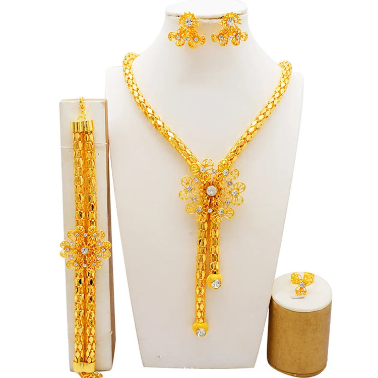 Elegant 24k gold necklace jewelry set for women, AU999 pure gold bracelet Beauty hair & fashionfj