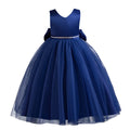 Shining Crystal Belt blue Sleeveless Long Dress for Princess Prom Bow Dresses for 3 to 12 Years Girls Beauty hair & fashionfj