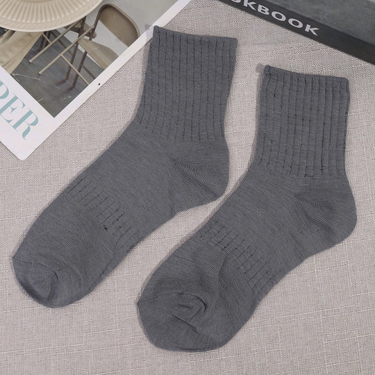 1/3pairs Cotton Men Socks Sport Mid Tube Autumn Winter Knitted Warm Cold-proof Stocking Black White Gray Simple Indoor Floor Sox