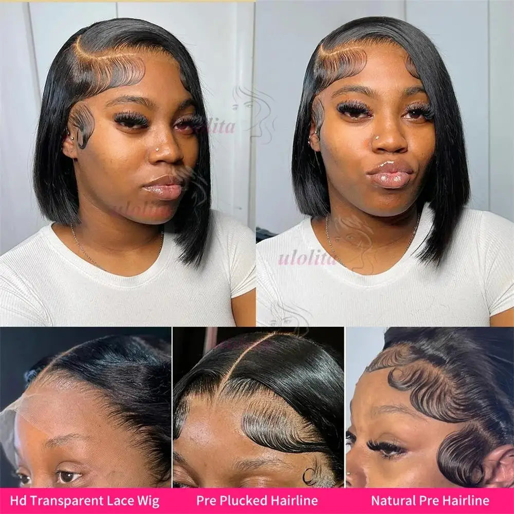 Straight Pixie Cut Wig Transparent Lace Brazilia Human Hair 13×4 Human Hair Wigs Short Bob Wig Lace Wig For Black Woman Beauty hair & fashionfj