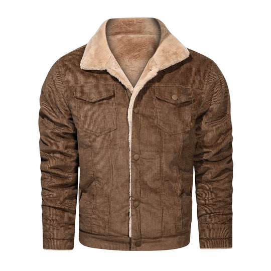 Winter Men's Outdoor Parkas Jacket with Fleece Lining and Multiple Pockets Wool/Polyester
