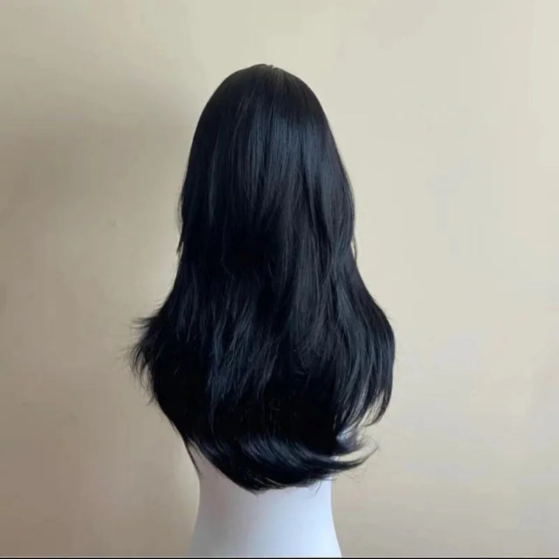 Black Wig Female Headband Body Wavy Rose Hair Net Models in French Bangs High Quality Simulation Hair Synthetic Wig Beauty hair & fashionfj