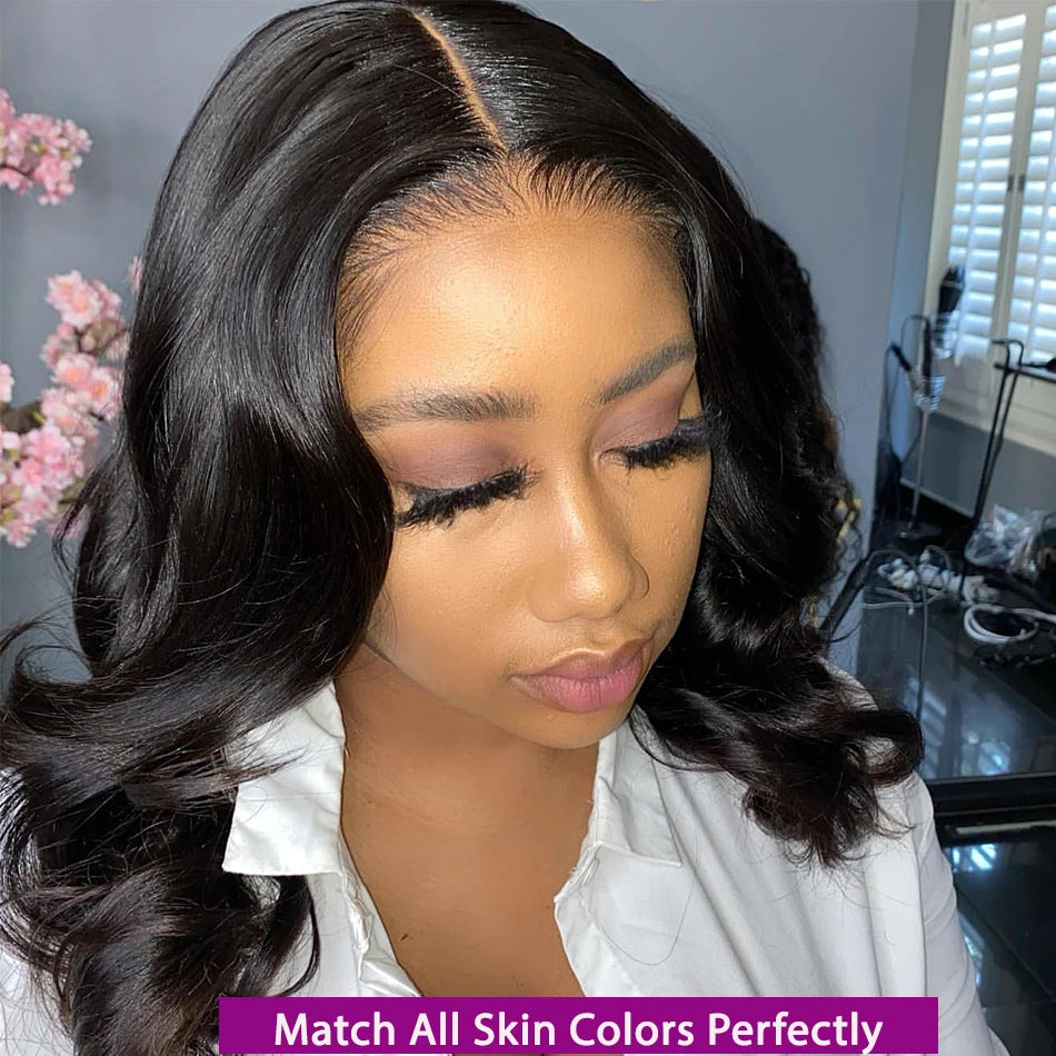 Brazilian Hair 13x4 Transparent Lace Frontal Body Wave Bob Wig 100% Virgin Human Hair Wig 4x4 Lace Closure Bob Wig Natural Color