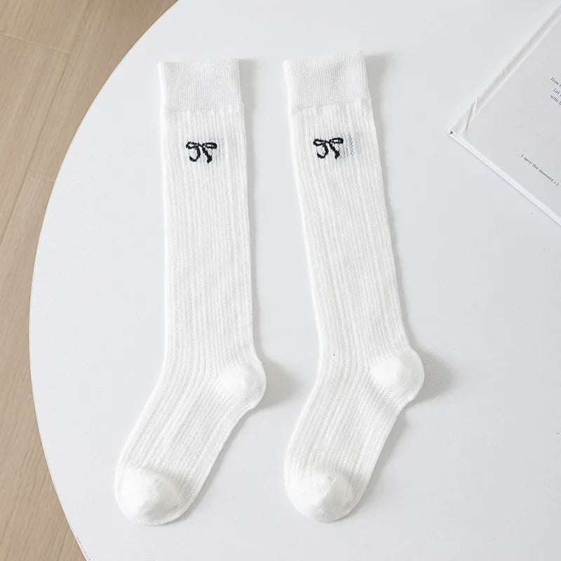 Girls' Summer Long Socks Preppy Style Knee Socks Girls' Summer Solid Mesh Socks Cotton Stocking Thigh Socks