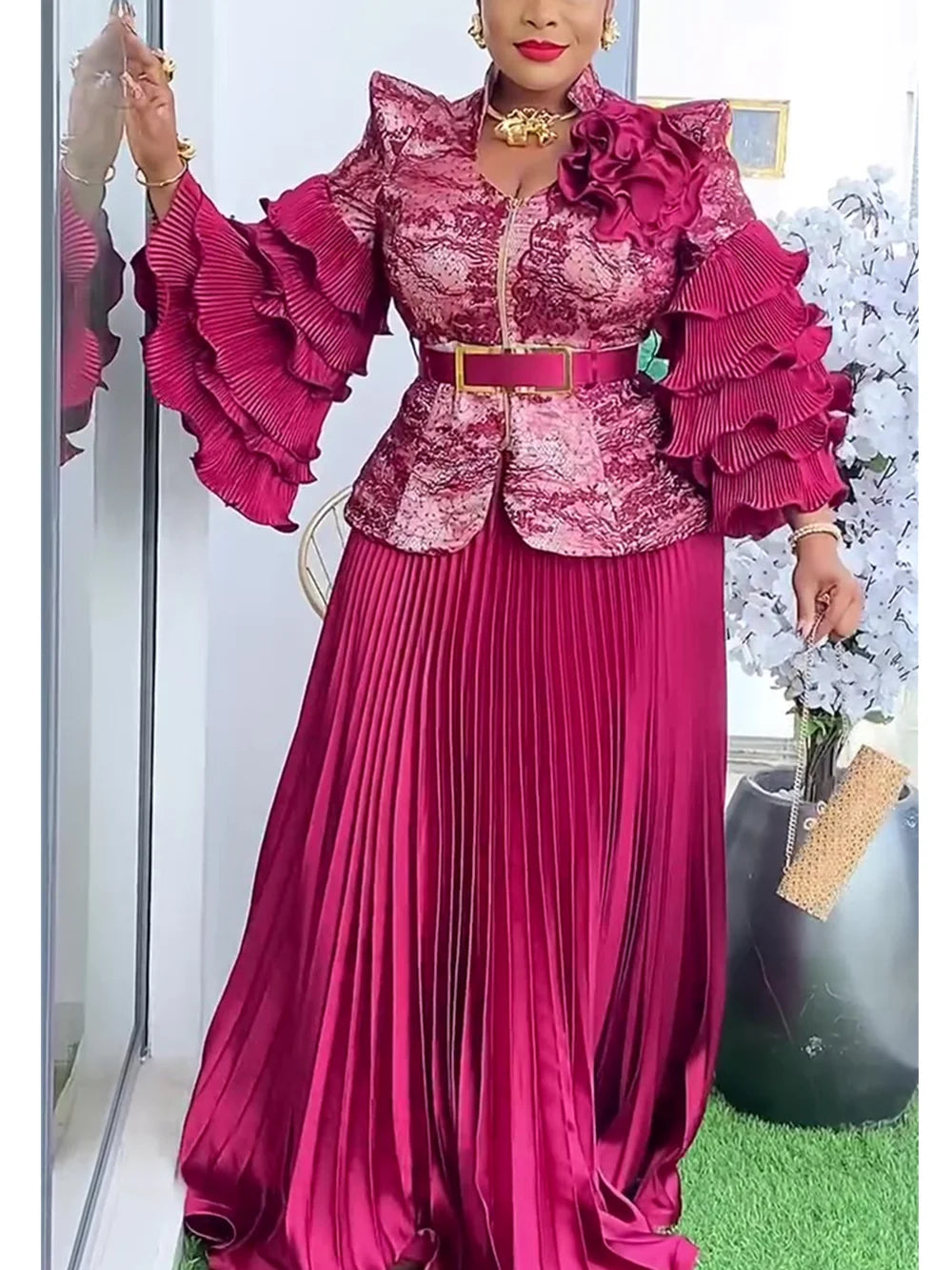 African Clothes for Women 2 PCS Sets Tops And Skirts Suits Dashiki Ankara Turkey Outfits Gown Plus Size Wedding Party Dresses