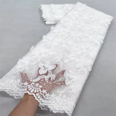 White Nigerian Lace Fabric 2023 High Quality African Net Lace Fabric With Sequins Embroidery Fabric For Wedding 5Yards Beauty hair & fashionfj