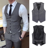 Fashion Single Breasted Suit Vests for Men Grey Black High-end Male Waistcoat Slim Fit Formal Business Casual Vest Plus Size 7XL Beauty hair & fashionfj