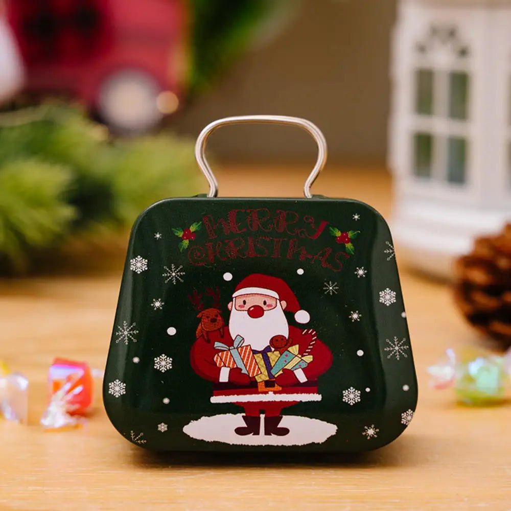 Christmas Decoration 2024  Metal Box Handbag Shape Tin Jar Jewelry Storage Case Kids Gift Can Storage Boxes Xms Party Decors