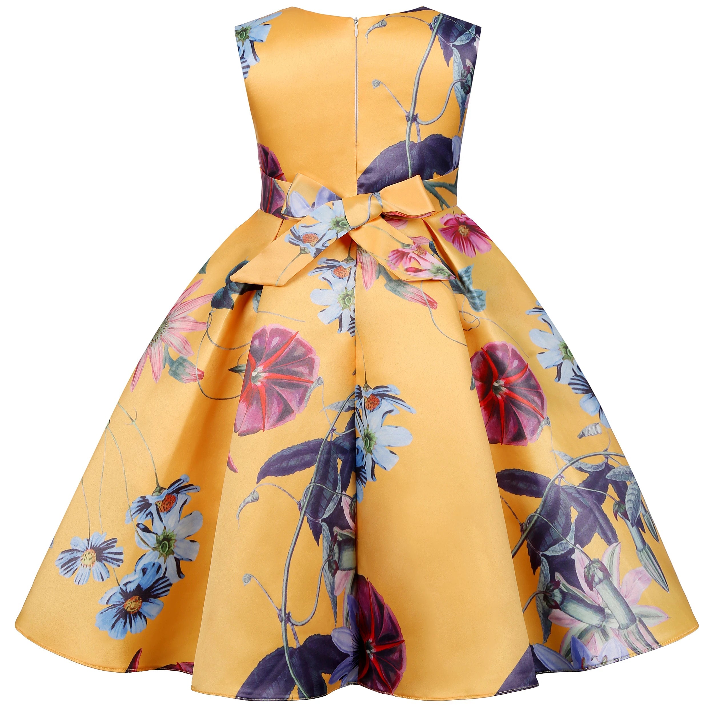 2025European and American children's new flower vintage print princess dress girl holiday party dress dress Beauty hair & fashionfj