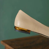 Elegant Flats Women 2025 Cow Leather Shoes Gold Bowtie Big Size 43 Spring Low Heels Slip On Pointed Toe Comfortable Footwear Beauty hair & fashionfj