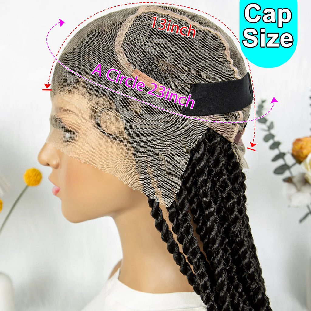 Real Shot High-Quality Twisted Braided Wig Transparent Full Lace Braids Hair Wig Synthetic Faux Locs Wig Goddess Braids Wigs