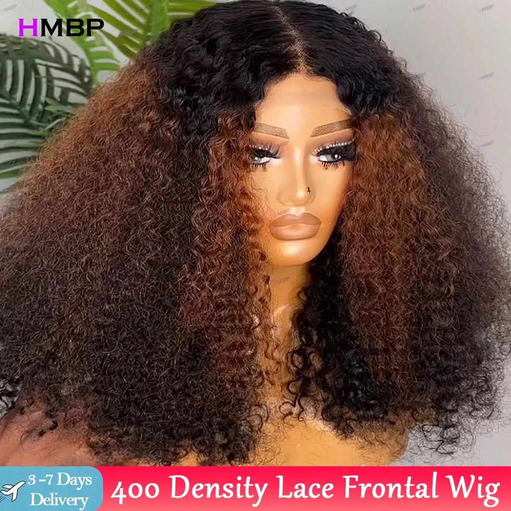 400 High Density Glueless Lace Frontal Wigs Human Hair Ready To Go P4/33 Color Kinky Curly 360 Hd Lace Wig Human Hair For Women Beauty hair & fashionfj